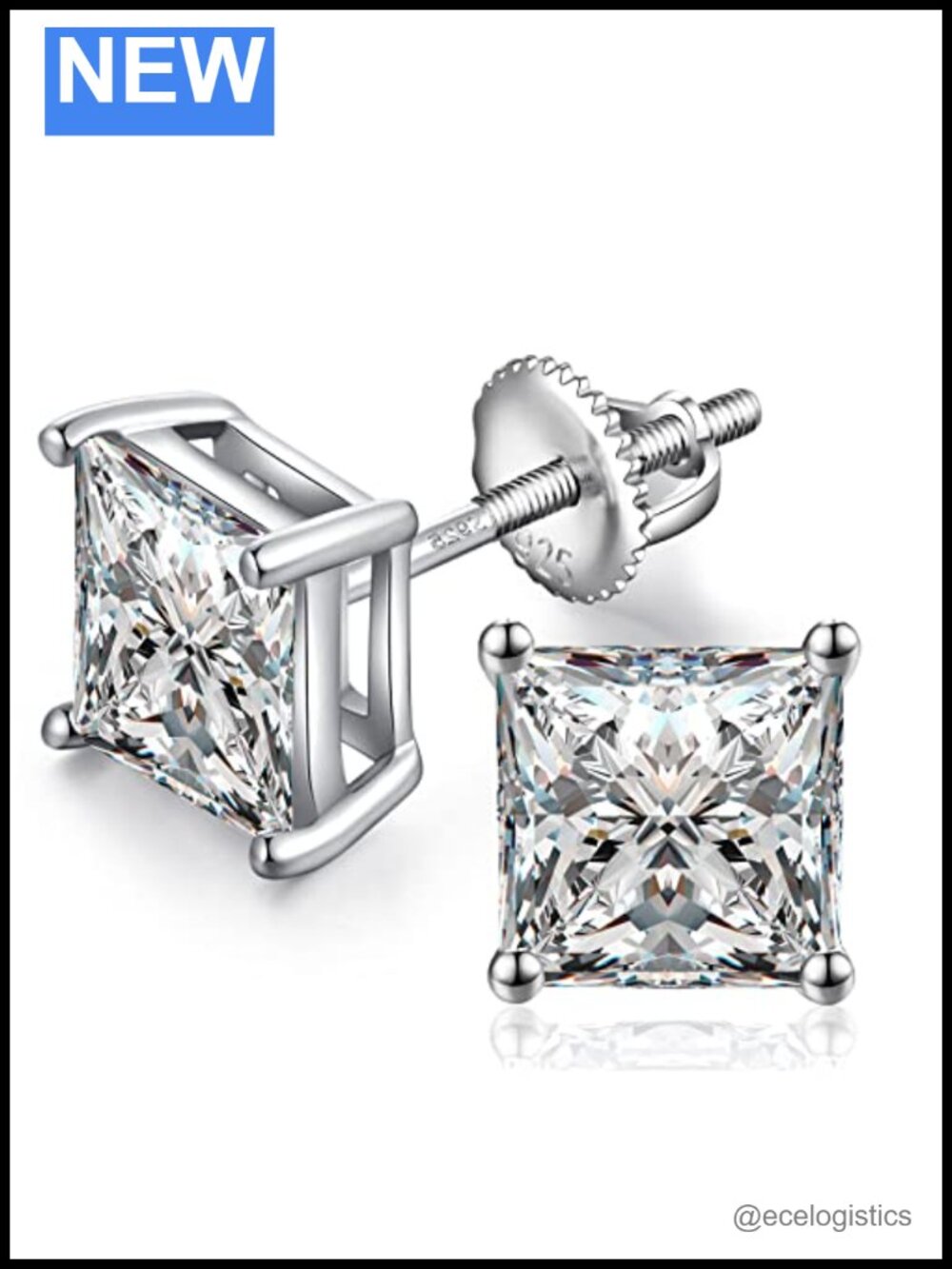 Sterling Silver Cubic Zirconia Screw Back Stud Earrings Set 4mm-8mm